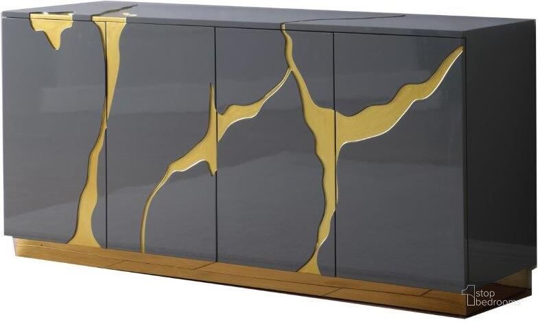 The appearance of Domitianus Wood Sideboard With Gold Accents In Gray designed by Best Master Furniture in the modern / contemporary interior design. This gray piece of furniture  was selected by 1StopBedrooms from Domitianus Collection to add a touch of cosiness and style into your home. Sku: T1945GS. Material: Wood. Product Type: Sideboard. Image1