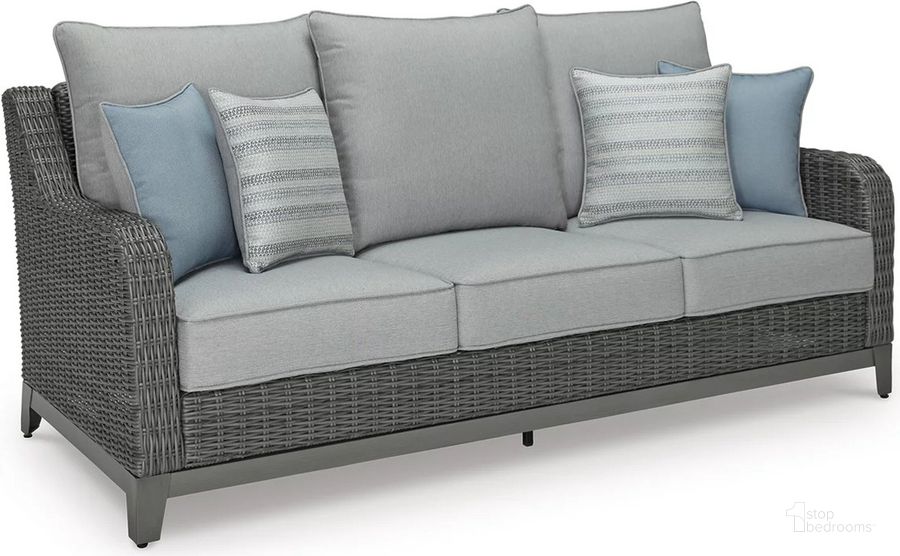 The appearance of Donalima Gray Outdoor Sofa 0qd24410984 designed by Isaac Tahari in the transitional interior design. This gray piece of furniture  was selected by 1StopBedrooms from Donalima Collection to add a touch of cosiness and style into your home. Sku: P518-838. Material: Fabric. Product Type: Outdoor Sofa. Image1