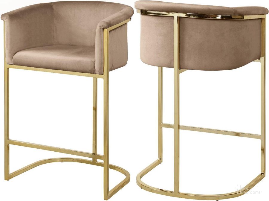 The appearance of Donatella Beige Velvet Stool designed by Meridian in the modern / contemporary interior design. This beige velvet piece of furniture  was selected by 1StopBedrooms from Donatella Collection to add a touch of cosiness and style into your home. Sku: 700Beige-C. Product Type: Barstool. Material: Velvet. Image1