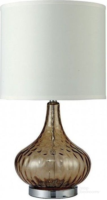 The appearance of Donna Amber Glass Table Lamp designed by Furniture of America in the modern / contemporary interior design. This white and brown piece of furniture  was selected by 1StopBedrooms from Donna Collection to add a touch of cosiness and style into your home. Sku: L731207AM. Material: Glass. Product Type: Table Lamp.