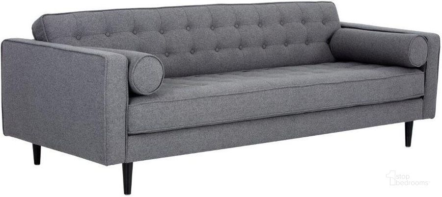 The appearance of Donnie Dark Grey Upholstered Sofa designed by Sunpan in the modern / contemporary interior design. This gray piece of furniture  was selected by 1StopBedrooms from Donnie Collection to add a touch of cosiness and style into your home. Sku: 101970. Material: Fabric. Product Type: Sofa. Image1