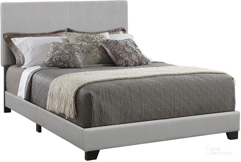 The appearance of Dorian Grey Full Upholstered Platform Bed designed by Coaster in the transitional interior design. This gray piece of furniture  was selected by 1StopBedrooms from Dorian Collection to add a touch of cosiness and style into your home. Sku: 300763F. Bed Type: Platform Bed. Product Type: Platform Bed. Bed Size: Full. Material: Vinyl. Image1