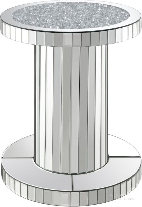 The appearance of Dorielle Crystal Inlay Round Top Accent Table Mirror designed by Coaster in the modern / contemporary interior design. This mirror piece of furniture  was selected by 1StopBedrooms from Dorielle Collection to add a touch of cosiness and style into your home. Sku: 936125. Product Type: Accent Table. Material: MDF. Image1