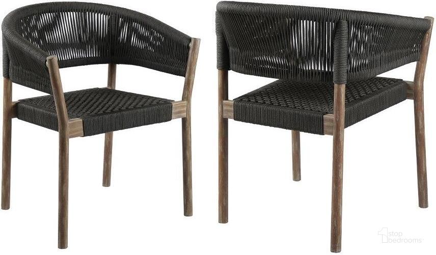 The appearance of Doris Indoor Outdoor Dining Chair In Light Eucalyptus Wood With Charcoal Rope designed by Armen Living in the modern / contemporary interior design. This charcoal piece of furniture  was selected by 1StopBedrooms from Doris Collection to add a touch of cosiness and style into your home. Sku: LCDOSICHR. Material: Wood. Product Type: Dining Chair. Image1