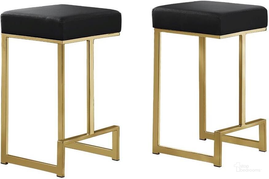 The appearance of Dorrington Faux Leather Backless Counter Height Stool Set of 2 In Black And Gold designed by Best Master Furniture in the modern / contemporary interior design. This black/gold piece of furniture  was selected by 1StopBedrooms from Dorrington Collection to add a touch of cosiness and style into your home. Sku: JL014BLK. Material: Faux Leather. Product Type: Barstool. Image1