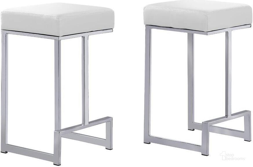 The appearance of Dorrington Faux Leather Backless Counter Height Stool Set of 2 In White And Silver designed by Best Master Furniture in the modern / contemporary interior design. This white/silver piece of furniture  was selected by 1StopBedrooms from Dorrington Collection to add a touch of cosiness and style into your home. Sku: JL013W. Material: Faux Leather. Product Type: Barstool. Image1