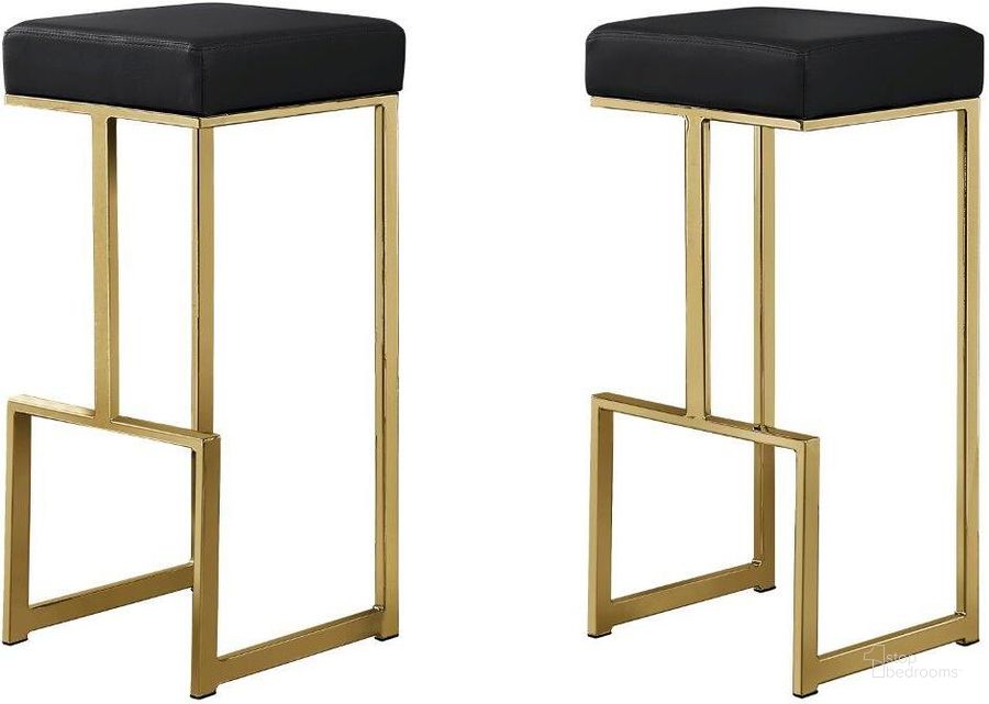The appearance of Dorrington Modern Faux Leather Backless Bar Stool Set of 2 In Black And Gold designed by Best Master Furniture in the modern / contemporary interior design. This black/gold piece of furniture  was selected by 1StopBedrooms from Dorrington Collection to add a touch of cosiness and style into your home. Sku: JL016BLK. Material: Faux Leather. Product Type: Barstool. Image1