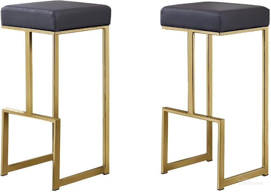 The appearance of Dorrington Modern Faux Leather Backless Bar Stool Set of 2 In Gray And Gold designed by Best Master Furniture in the modern / contemporary interior design. This gray and gold piece of furniture  was selected by 1StopBedrooms from Dorrington Collection to add a touch of cosiness and style into your home. Sku: JL016G. Material: Faux Leather. Product Type: Barstool. Image1