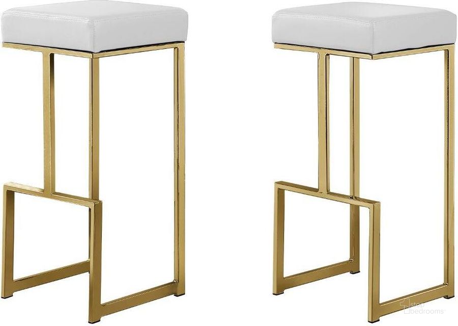 The appearance of Dorrington Modern Faux Leather Backless Bar Stool Set of 2 In White And Gold designed by Best Master Furniture in the modern / contemporary interior design. This white/gold piece of furniture  was selected by 1StopBedrooms from Dorrington Collection to add a touch of cosiness and style into your home. Sku: JL016W. Material: Faux Leather. Product Type: Barstool. Image1