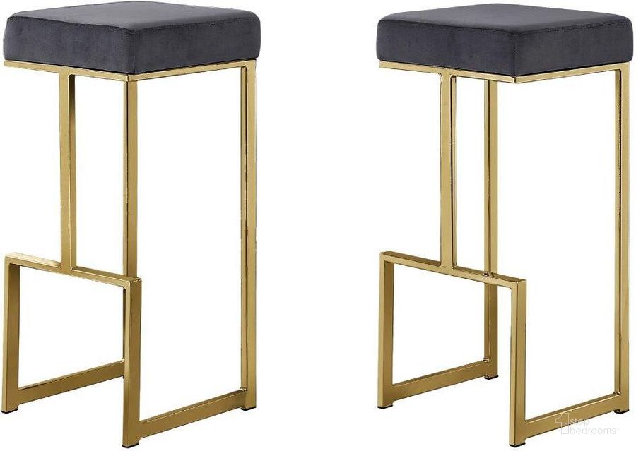 The appearance of Dorrington Modern Velvet Backless Bar Stool Set of 2 In Gray And Gold designed by Best Master Furniture in the modern / contemporary interior design. This gray and gold piece of furniture  was selected by 1StopBedrooms from Dorrington Collection to add a touch of cosiness and style into your home. Sku: JL016VG. Product Type: Barstool. Material: Velvet. Image1