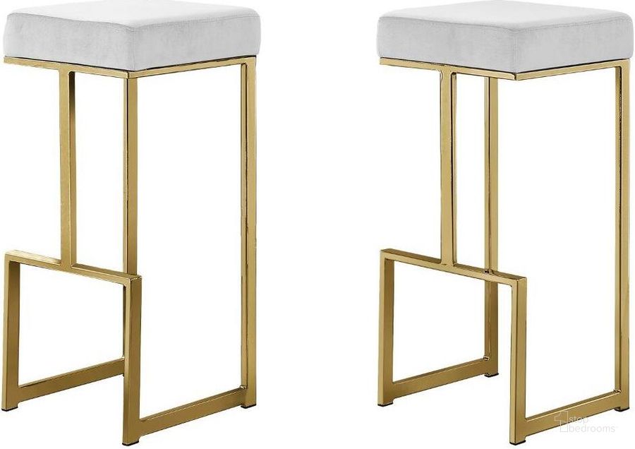 The appearance of Dorrington Modern Velvet Backless Bar Stool Set of 2 In White And Gold designed by Best Master Furniture in the modern / contemporary interior design. This white/gold piece of furniture  was selected by 1StopBedrooms from Dorrington Collection to add a touch of cosiness and style into your home. Sku: JL016VW. Product Type: Barstool. Material: Velvet. Image1