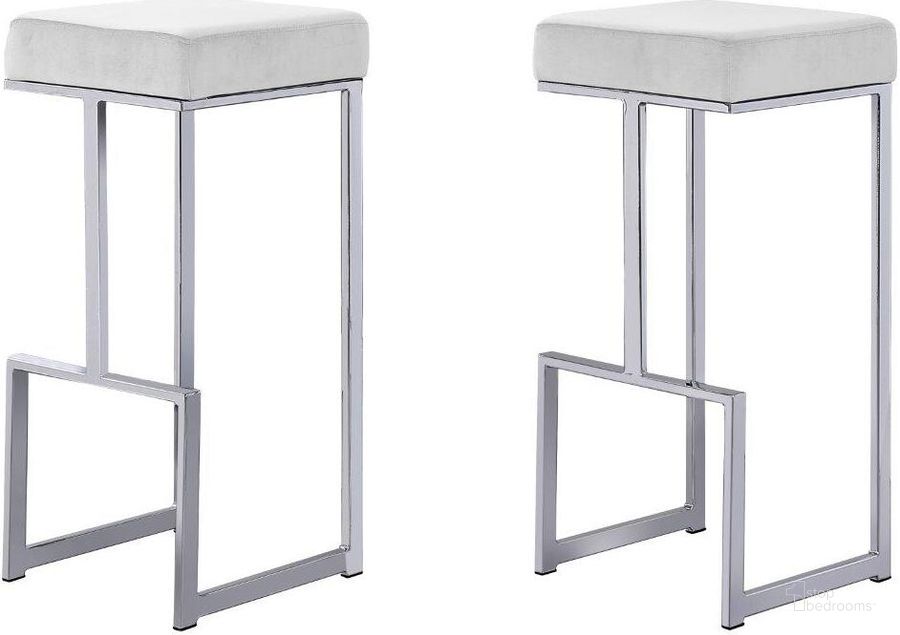 The appearance of Dorrington Modern Velvet Backless Bar Stool Set of 2 In White And Silver designed by Best Master Furniture in the modern / contemporary interior design. This white/silver piece of furniture  was selected by 1StopBedrooms from Dorrington Collection to add a touch of cosiness and style into your home. Sku: JL015VW. Product Type: Barstool. Material: Velvet. Image1