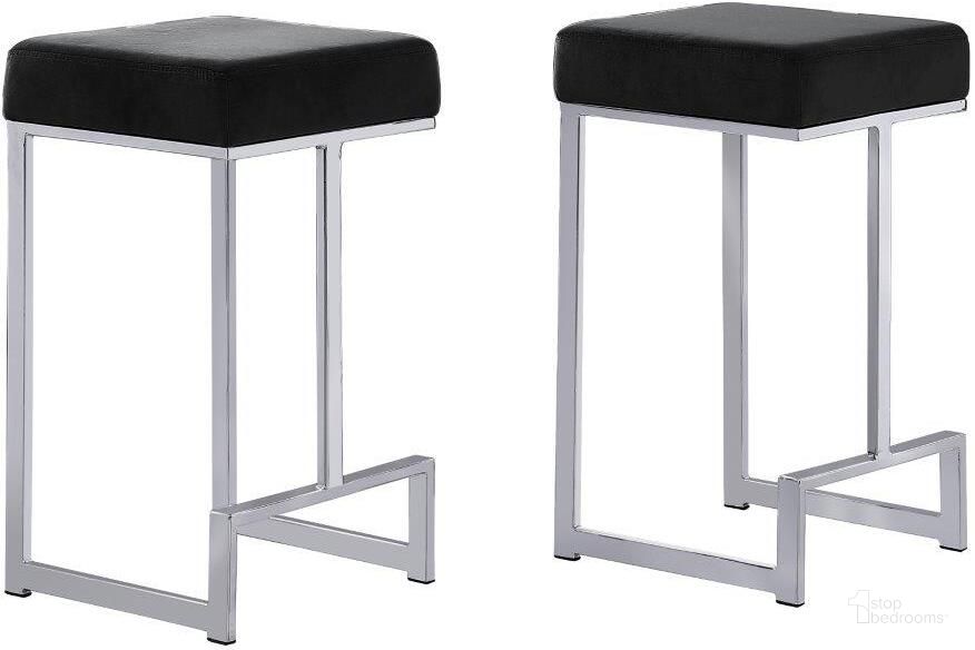 The appearance of Dorrington Velvet Backless Counter Height Stool Set of 2 In Black And Silver designed by Best Master Furniture in the modern / contemporary interior design. This black/silver piece of furniture  was selected by 1StopBedrooms from Dorrington Collection to add a touch of cosiness and style into your home. Sku: JL013VBLK. Product Type: Barstool. Material: Velvet. Image1