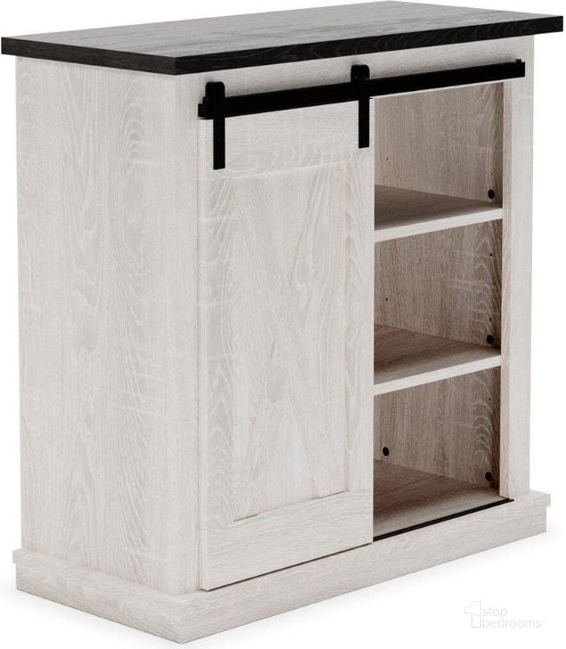 The appearance of Dorrinson Antique White Accent Cabinet designed by Signature Design by Ashley in the transitional interior design. This antique white piece of furniture  was selected by 1StopBedrooms from Dorrinson Collection to add a touch of cosiness and style into your home. Sku: A4000358. Material: Other. Product Type: Accent Cabinet. Image1