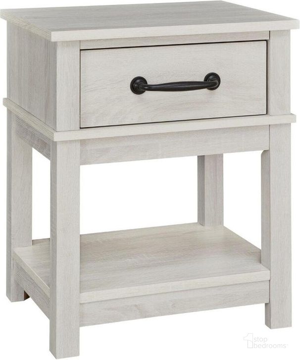 The appearance of Dorrinson White Nightstand designed by Signature Design by Ashley in the transitional interior design. This white piece of furniture  was selected by 1StopBedrooms from Dorrinson Collection to add a touch of cosiness and style into your home. Sku: B067-91. Material: Wood. Product Type: Nightstand. Image1