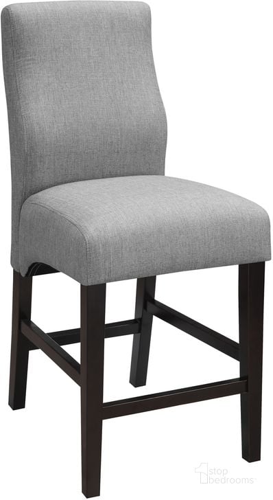 The appearance of Dorsett Grey Counter Height Stool Set of 2 designed by Coaster in the traditional interior design. This gray piece of furniture  was selected by 1StopBedrooms from Dorsett Collection to add a touch of cosiness and style into your home. Sku: 102855. Material: Fabric. Product Type: Barstool. Image1