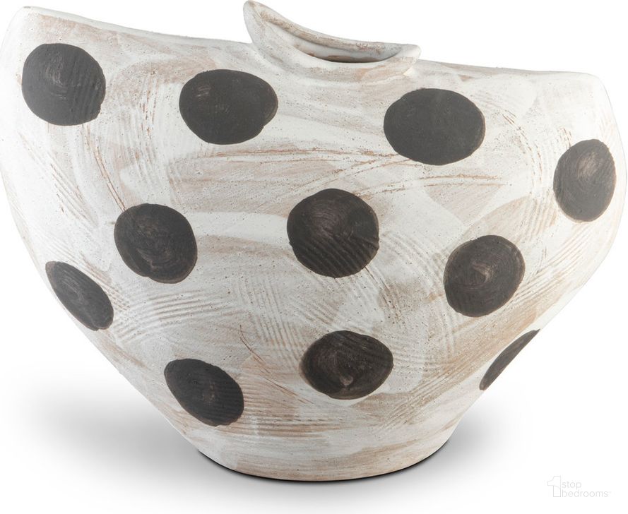 The appearance of Dots Large White and Black Bowl designed by Currey & Company in the modern / contemporary interior design. This white and black piece of furniture  was selected by 1StopBedrooms from Dots Collection to add a touch of cosiness and style into your home. Sku: 1200-0708. Material: Porcelain. Product Type: Bowl. Image1