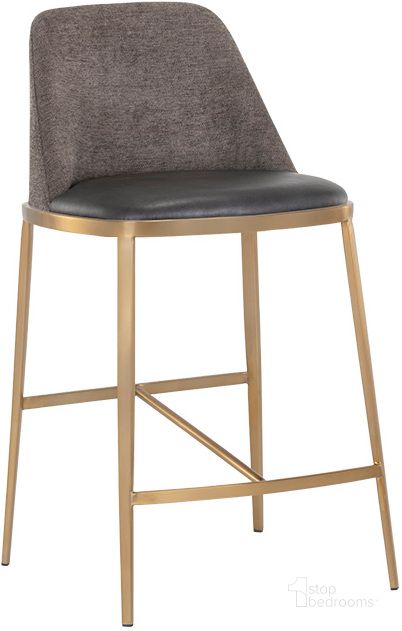 The appearance of Dover Counter Stool In Bravo Portabella And Sparrow Grey designed by Sunpan in the modern / contemporary interior design. This grey piece of furniture  was selected by 1StopBedrooms from Dover Collection to add a touch of cosiness and style into your home. Sku: 107816. Material: Faux Leather. Product Type: Barstool. Image1