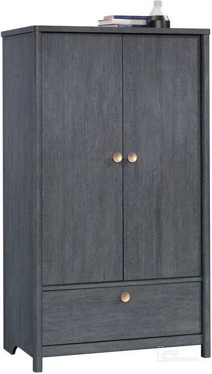 The appearance of Dover Edge Armoire In Denim Oak designed by Sauder in the transitional interior design. This denim oak piece of furniture  was selected by 1StopBedrooms from Dover Edge Collection to add a touch of cosiness and style into your home. Sku: 433520. Product Type: Armoire. Material: Engineered Wood. Image1