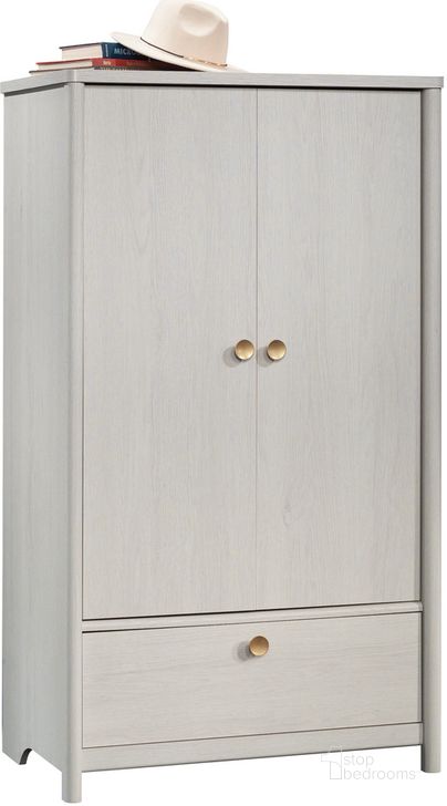 The appearance of Dover Edge Armoire In Glacier Oak designed by Sauder in the transitional interior design. This glacier oak piece of furniture  was selected by 1StopBedrooms from Dover Edge Collection to add a touch of cosiness and style into your home. Sku: 432063. Product Type: Armoire. Material: Engineered Wood. Image1