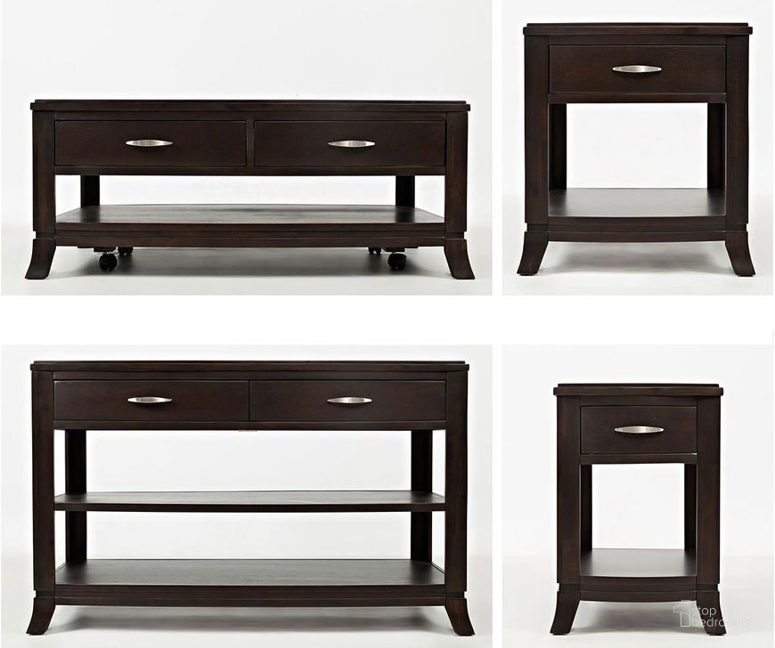 The appearance of Downtown Occasional Table Set designed by Jofran in the transitional interior design. This merlot piece of furniture  was selected by 1StopBedrooms from Downtown Collection to add a touch of cosiness and style into your home. Sku: 1687-1;1687-7. Material: Wood. Product Type: Occasional Table Set. Image1