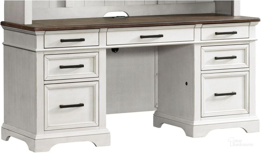 Rustic white deals desk with drawers