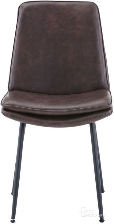 The appearance of Draper Mid-Century Modern Upholstered Faux Leather Dining Chair Set of 4 In Dark Brown designed by Jofran in the modern / contemporary interior design. This dark brown piece of furniture  was selected by 1StopBedrooms from Prelude Collection to add a touch of cosiness and style into your home. Sku: 2201EC-DRAPERCHAIR. Product Type: Dining Chair. Material: Plywood. Image1