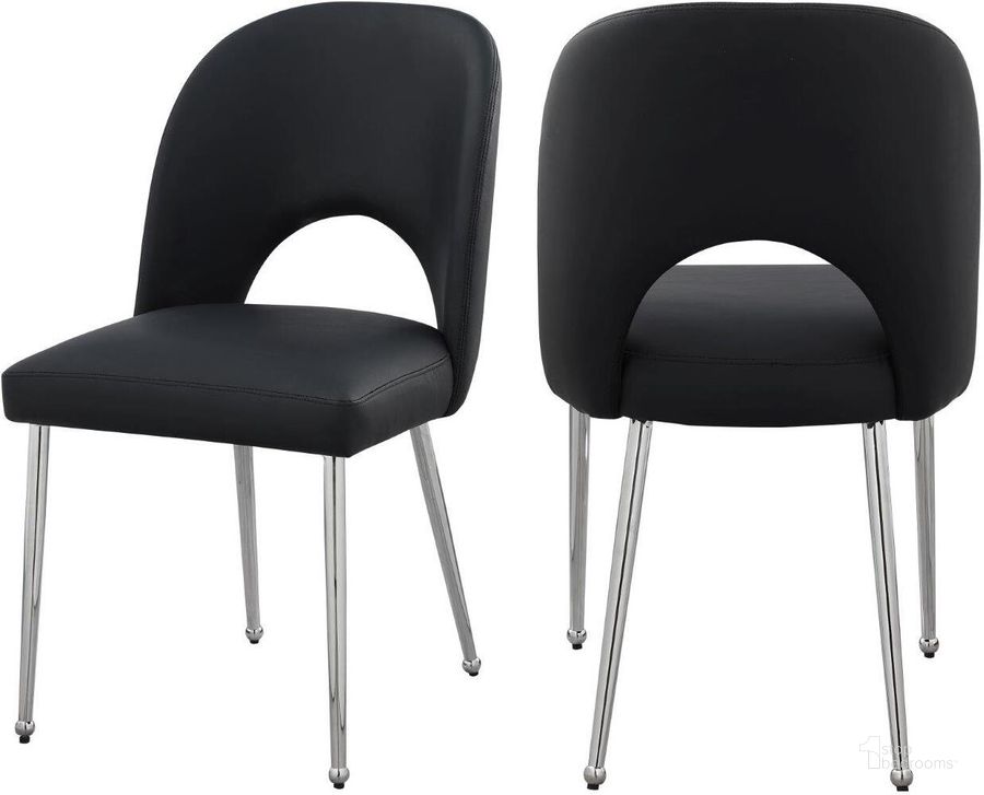 The appearance of Drayson Black Faux Leather Dining Chair Set of 2 designed by Furnique in the modern / contemporary interior design. This black faux leather piece of furniture  was selected by 1StopBedrooms from Drayson Collection to add a touch of cosiness and style into your home. Sku: 999Black-C. Product Type: Dining Chair. Material: Iron. Image1