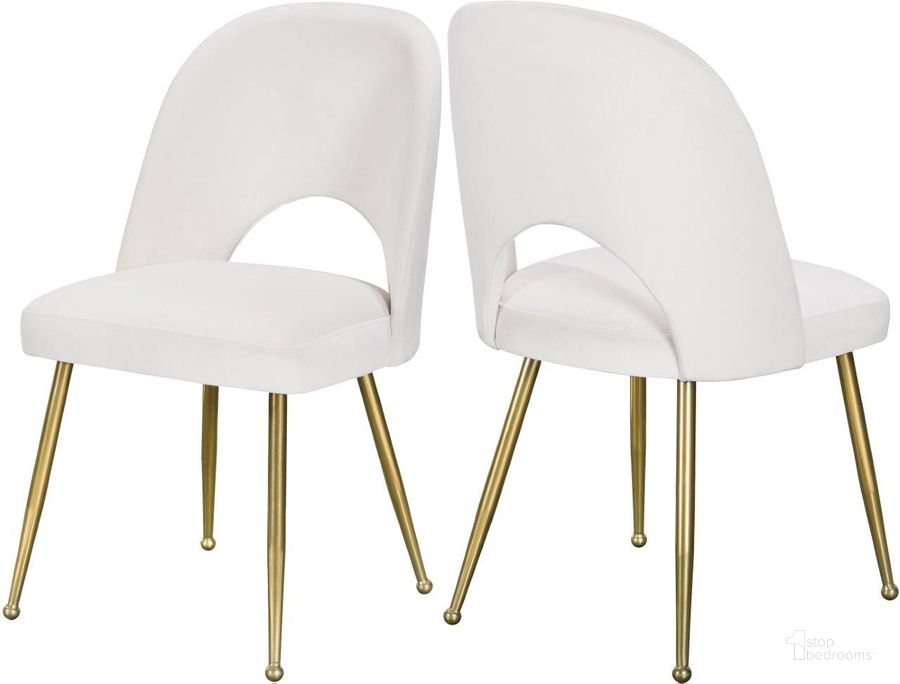 The appearance of Drayson Cream Velvet Dining Chair Set of 2 designed by Furnique in the modern / contemporary interior design. This cream velvet piece of furniture  was selected by 1StopBedrooms from Drayson Collection to add a touch of cosiness and style into your home. Sku: 990Cream-C. Material: Fabric. Product Type: Dining Chair. Image1