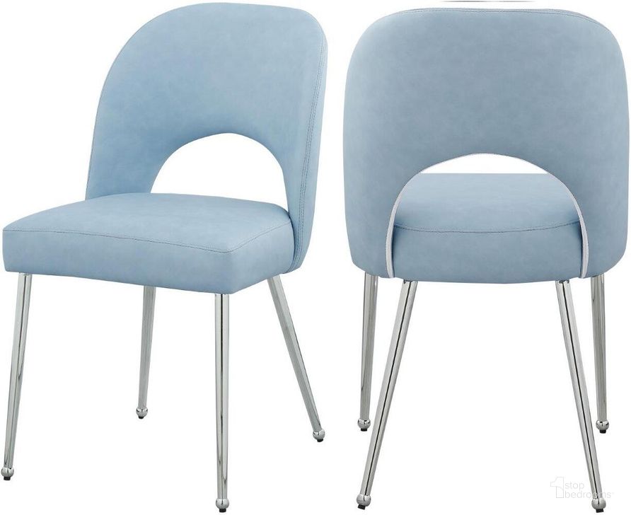 The appearance of Drayson Light Blue Dining Chair Set of 2 designed by Furnique in the modern / contemporary interior design. This light blue piece of furniture  was selected by 1StopBedrooms from Drayson Collection to add a touch of cosiness and style into your home. Sku: 999LtBlu-C. Product Type: Dining Chair. Material: Iron. Image1