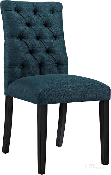 The appearance of Duchess Azure Fabric Dining Chair designed by Modway in the modern / contemporary interior design. This azure piece of furniture  was selected by 1StopBedrooms from Duchess Collection to add a touch of cosiness and style into your home. Sku: EEI-2231-AZU. Product Type: Dining Chair. Material: Plywood. Image1