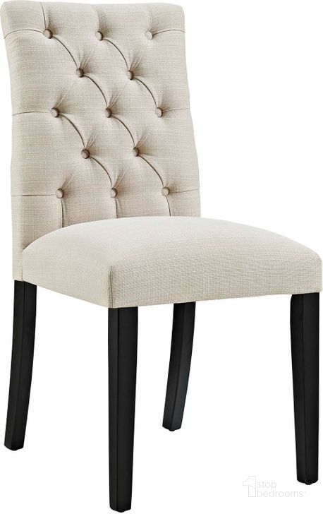 The appearance of Duchess Beige Fabric Dining Chair designed by Modway in the modern / contemporary interior design. This beige piece of furniture  was selected by 1StopBedrooms from Duchess Collection to add a touch of cosiness and style into your home. Sku: EEI-2231-BEI. Product Type: Dining Chair. Material: Plywood. Image1