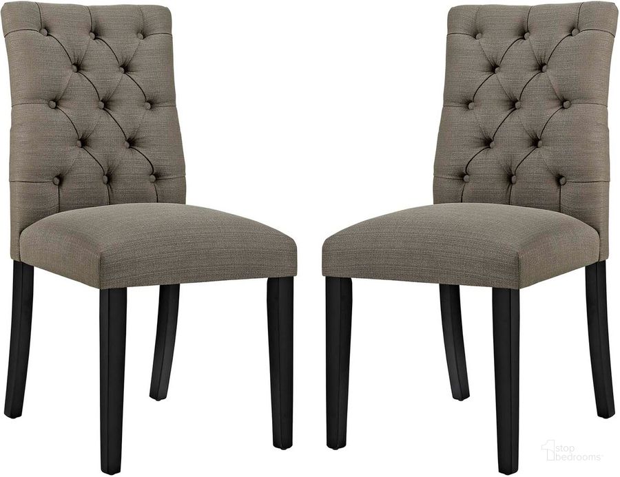 The appearance of Duchess Granite Dining Chair Fabric Set of 2 designed by Modway in the modern / contemporary interior design. This granite piece of furniture  was selected by 1StopBedrooms from Duchess Collection to add a touch of cosiness and style into your home. Sku: EEI-3474-GRA. Product Type: Dining Chair. Material: Plywood. Image1