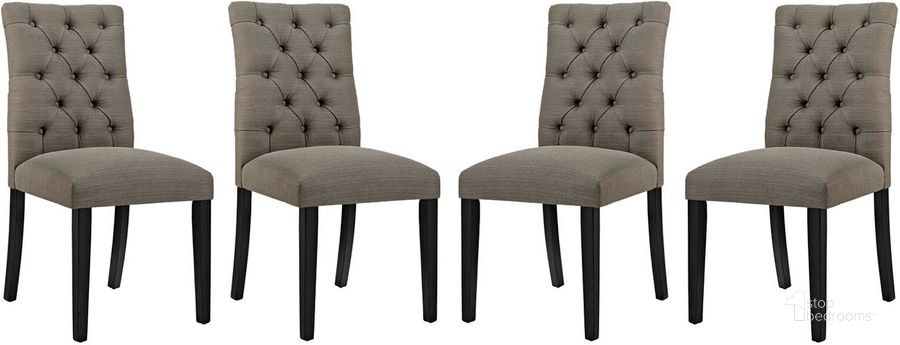 The appearance of Duchess Granite Dining Chair Fabric Set of 4 designed by Modway in the modern / contemporary interior design. This granite piece of furniture  was selected by 1StopBedrooms from Duchess Collection to add a touch of cosiness and style into your home. Sku: EEI-3475-GRA. Product Type: Dining Chair. Material: Plywood. Image1