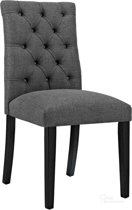 The appearance of Duchess Gray Fabric Dining Chair designed by Modway in the modern / contemporary interior design. This gray piece of furniture  was selected by 1StopBedrooms from Duchess Collection to add a touch of cosiness and style into your home. Sku: EEI-2231-GRY. Product Type: Dining Chair. Material: Plywood. Image1