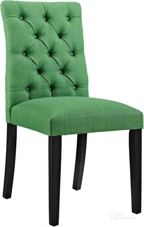 The appearance of Duchess Kelly Green Fabric Dining Chair designed by Modway in the modern / contemporary interior design. This kelly green piece of furniture  was selected by 1StopBedrooms from Duchess Collection to add a touch of cosiness and style into your home. Sku: EEI-2231-GRN. Product Type: Dining Chair. Material: Plywood. Image1