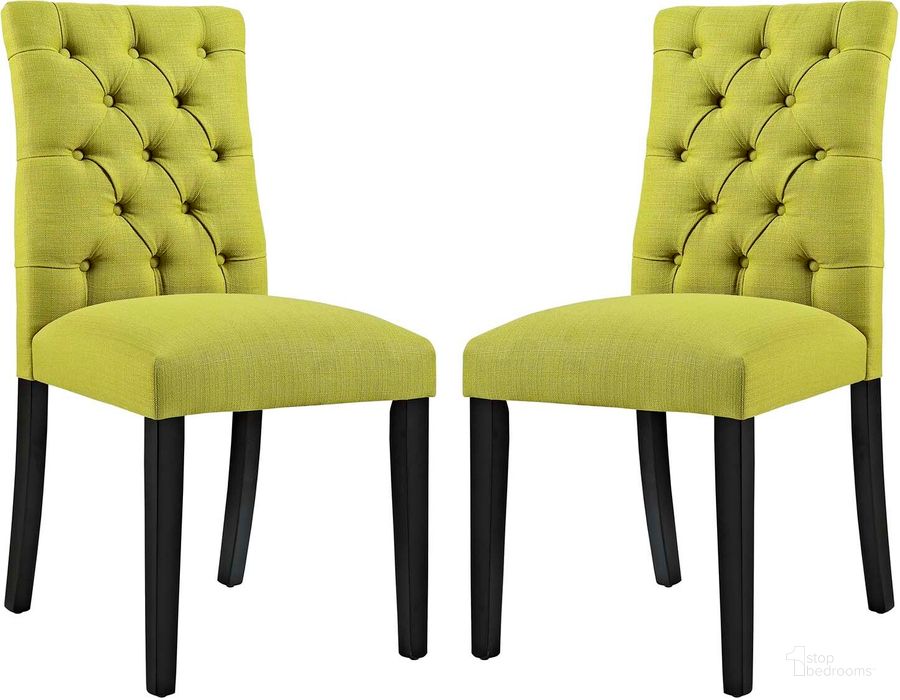 The appearance of Duchess Wheat Grass Dining Chair Fabric Set of 2 designed by Modway in the modern / contemporary interior design. This wheat grass piece of furniture  was selected by 1StopBedrooms from Duchess Collection to add a touch of cosiness and style into your home. Sku: EEI-3474-WHE. Product Type: Dining Chair. Material: Plywood. Image1