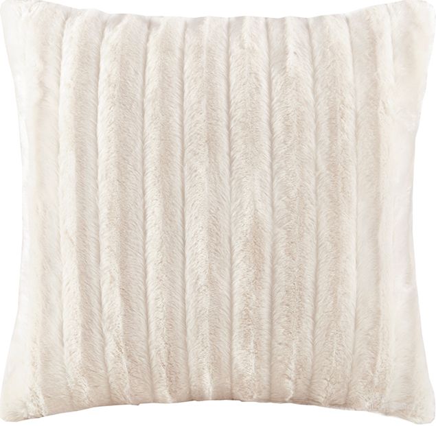 The appearance of Duke Polyester Brushed Solid Stripe Plaited Long Fur Square Pillow In Ivory designed by Olliix in the modern / contemporary interior design. This ivory piece of furniture  was selected by 1StopBedrooms from Duke Collection to add a touch of cosiness and style into your home. Sku: MP30-2998. Material: Polyester. Product Type: Pillow. Image1