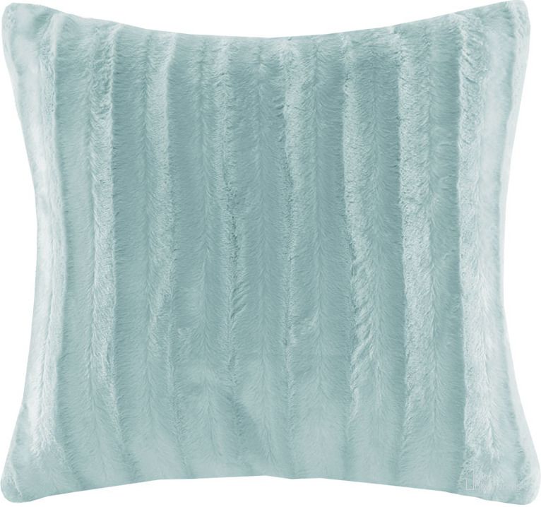 The appearance of Duke Polyester Solid Stripe Plaited Long Fur Pillow In Blue designed by Olliix in the glam interior design. This blue piece of furniture  was selected by 1StopBedrooms from Duke Collection to add a touch of cosiness and style into your home. Sku: MP30-5785. Material: Polyester. Product Type: Pillow. Image1