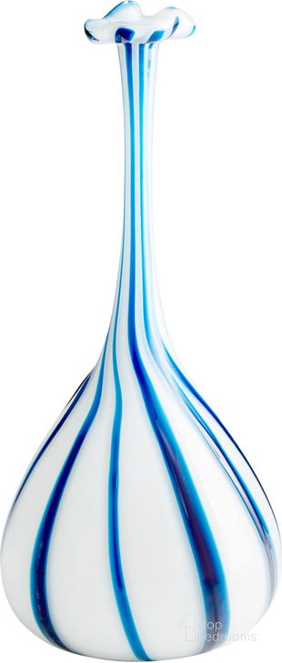 The appearance of Dulcet Blue And White Small Vase designed by Cyan Design in the modern / contemporary interior design. This blue piece of furniture  was selected by 1StopBedrooms from Dulcet Collection to add a touch of cosiness and style into your home. Sku: 10025. Material: Glass. Product Type: Vase.