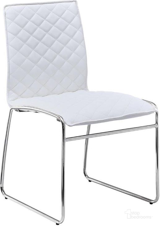 The appearance of Duncan 18.5 Inch Faux Leather Dining Chairs In White And Chrome designed by Best Master Furniture in the modern / contemporary interior design. This white and chrome piece of furniture  was selected by 1StopBedrooms from Duncan Collection to add a touch of cosiness and style into your home. Sku: T07WC. Material: Faux Leather. Product Type: Dining Chair. Image1