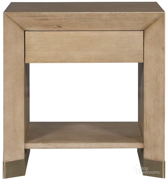 The appearance of Dune Nightstand In Walnut designed by Vanguard Furniture in the transitional interior design. This walnut piece of furniture  was selected by 1StopBedrooms from Dune Collection to add a touch of cosiness and style into your home. Sku: P801E-UD. Product Type: Nightstand. Material: Wood Veneer. Image1