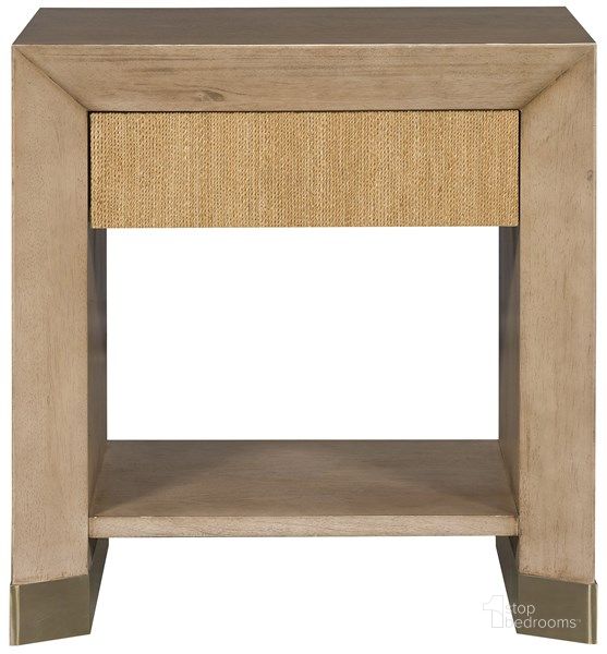 The appearance of Dune Nightstand In Walnut designed by Vanguard Furniture in the transitional interior design. This walnut piece of furniture  was selected by 1StopBedrooms from Dune Collection to add a touch of cosiness and style into your home. Sku: P805E-UD. Product Type: Nightstand. Material: Wood Veneer. Image1