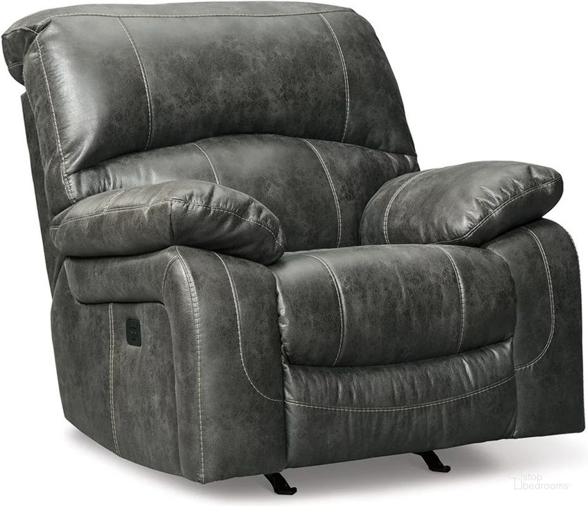 The appearance of Dunwell Power Rocker Recliner With Adjustable Headrest In Steel designed by Signature Design by Ashley in the modern / contemporary interior design. This steel piece of furniture  was selected by 1StopBedrooms from Dunwell Collection to add a touch of cosiness and style into your home. Sku: 5160113. Material: Fabric. Product Type: Rocker Recliner. Image1