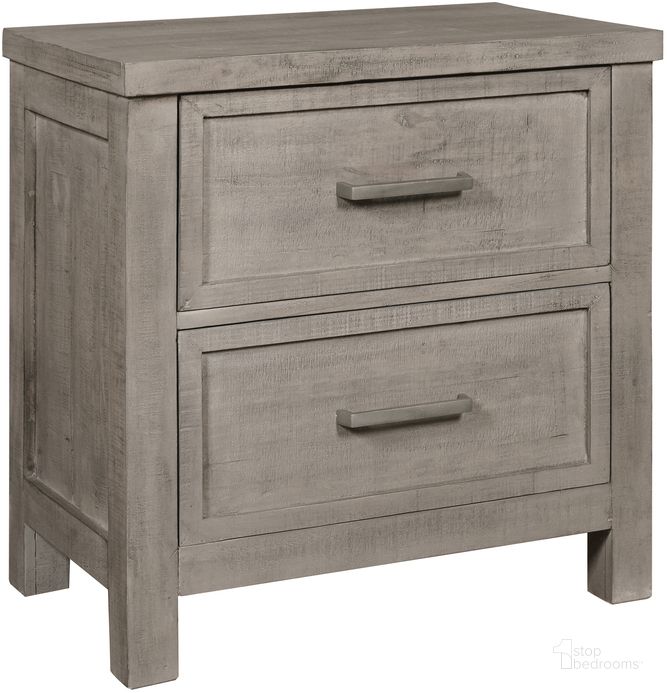 The appearance of Durango 2 Drawer Nightstand In Gray designed by Pulaski in the  interior design. This gray piece of furniture  was selected by 1StopBedrooms from Durango Collection to add a touch of cosiness and style into your home. Sku: S868-050. Product Type: Nightstand. Material: Solid Pine. Image1