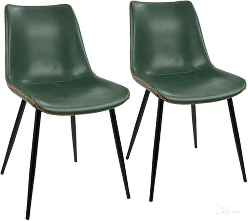 The appearance of Durango Industrial Dining Chair In Black With Green Vintage Faux Leather - Set Of 2 designed by Lumisource in the industrial interior design. This green piece of furniture  was selected by 1StopBedrooms from Durango Collection to add a touch of cosiness and style into your home. Sku: DC-DRNG BK+GN2. Material: Metal. Product Type: Dining Chair. Image1