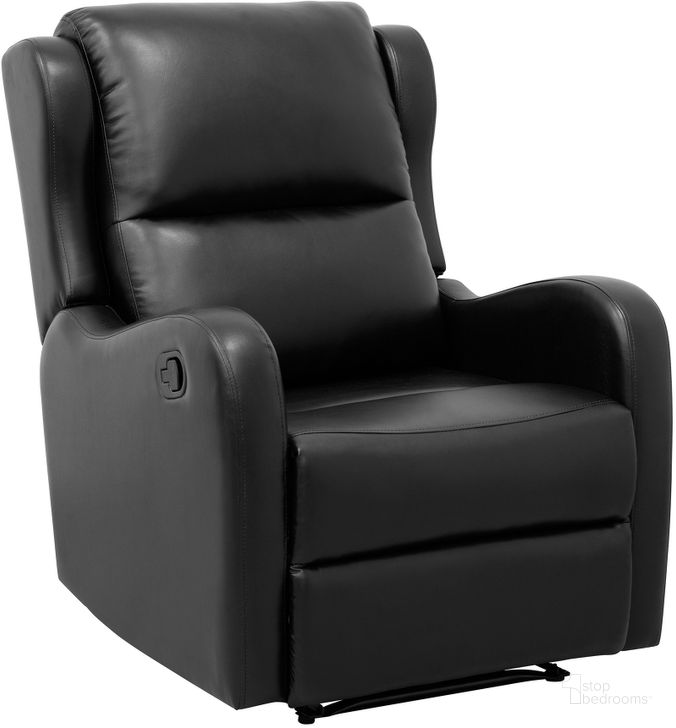 The appearance of Durant Reclining Chair In Black designed by Homelegance in the modern / contemporary interior design. This black piece of furniture  was selected by 1StopBedrooms from Durant Collection to add a touch of cosiness and style into your home. Sku: 8527BLK-1. Material: Faux Leather. Product Type: Reclining Chair. Image1