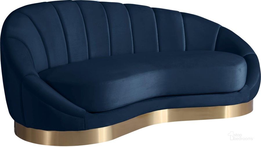 The appearance of Durius Navy Velvet Chaise designed by Furnique in the modern / contemporary interior design. This navy velvet piece of furniture  was selected by 1StopBedrooms from Durius Collection to add a touch of cosiness and style into your home. Sku: 623Navy-Chaise. Product Type: Chaise. Material: Velvet. Image1