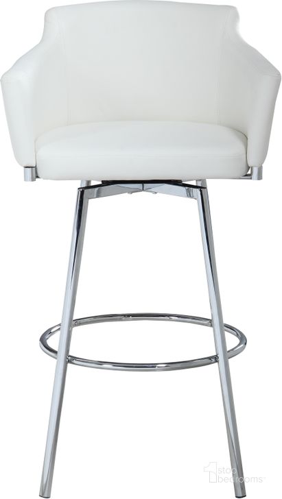 The appearance of Dusty Club Counter Height Stool w/ Memory Swivel (White) designed by Chintaly Imports in the modern / contemporary interior design. This white piece of furniture  was selected by 1StopBedrooms from Dusty Collection to add a touch of cosiness and style into your home. Sku: DUSTY-CS-WHT. Material: Faux Leather. Product Type: Counter Height Chair. Image1