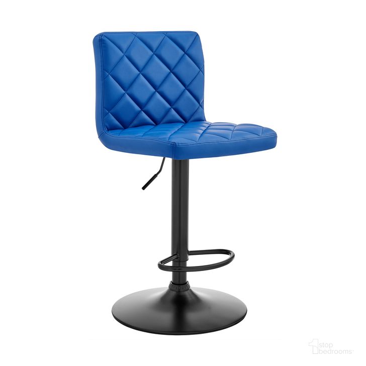 The appearance of Duval Adjustable Blue Faux Leather Swivel Bar Stool designed by Armen Living in the modern / contemporary interior design. This blue piece of furniture  was selected by 1StopBedrooms from Duval Collection to add a touch of cosiness and style into your home. Sku: LCDUBABLBLUE. Product Type: Barstool. Material: Plywood. Image1